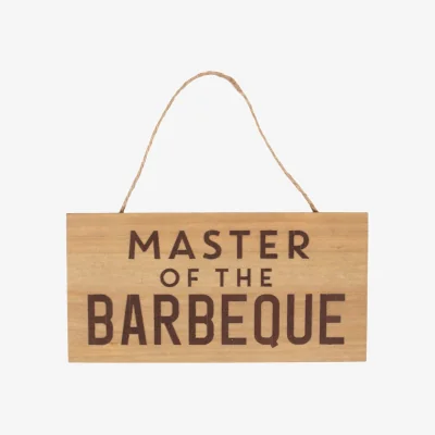 The Range Master of the BBQ Wooden Hanging Sign - Perfect Outdoor Grill Decor - Brown
