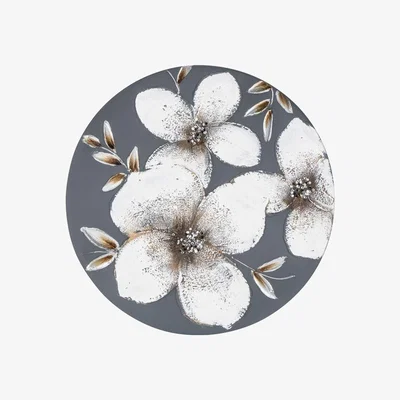 The Range Dusky Grey Floral Circular Canvas - Grey