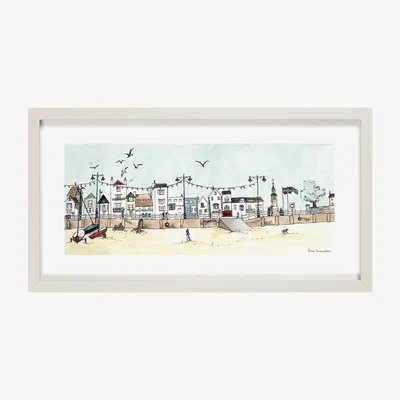 The Range Beach and Harbour Wall Framed Prints