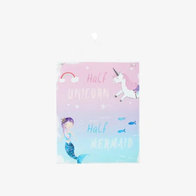 The Range Half Unicorn Half Mermaid Metal Sign Cute Pastel Home Decor & Gift - Multi