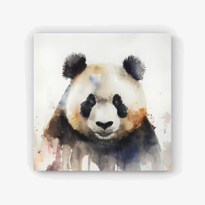 The Range Panda Watercolour HD Metal Print - Brown / 30cm