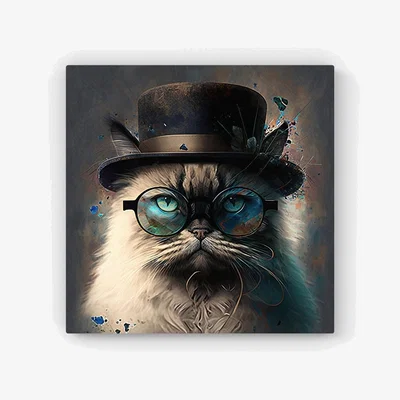 The Range Birman Cat Face Splashart HD Metal Print - Neutral / 40cm