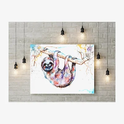 The Range Sloth  Canvas Wall Art - Brown / 20cm