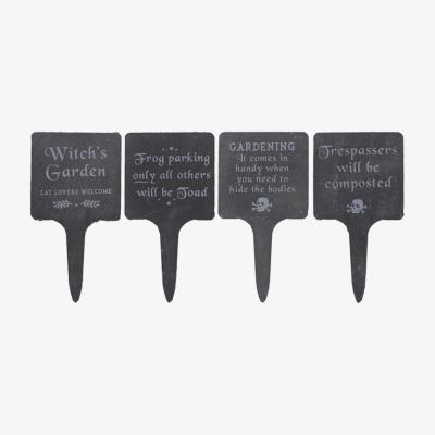 The Range Set of 4 Slate Gothic Garden Signs - Black