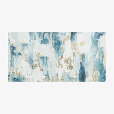 The Range Cyan Gold Foil Abstract Canvas - Blue