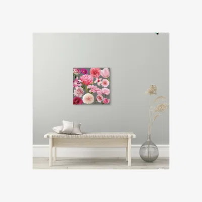 The Range Pink Flowers Canvas Print - Grey