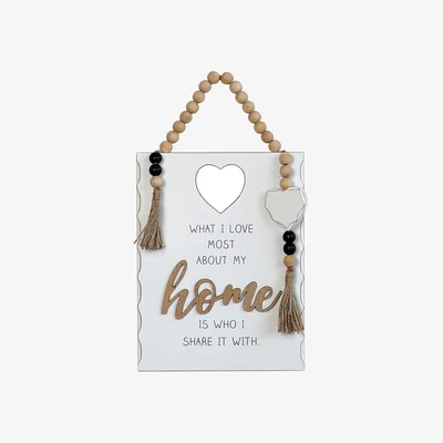 The Range Beaded Love Home Hanging Plaque - White