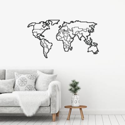 The Range World Map Wall Art Metal Decorative Object - Black - Black