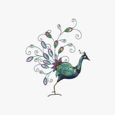 The Range Hand-finished Diamante Peacock Wall Art - Multicolour