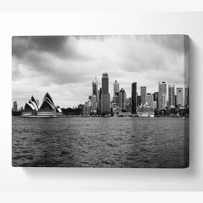 The Range Australia Sydney River View B n W Canvas Print Wall Art - Yellow / 66.04cm