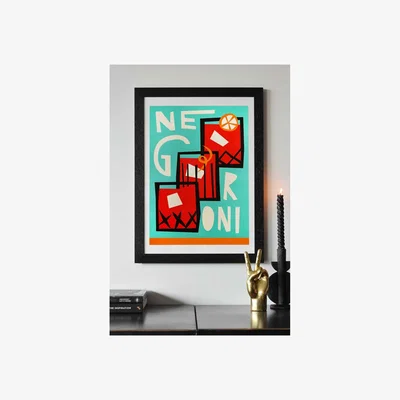 Rockett St George Negroni By Fox & Velvet A2 Art Print With Black Wooden Frame