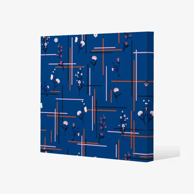 The Range Flowers with check grid for fashion canvas print - Blue