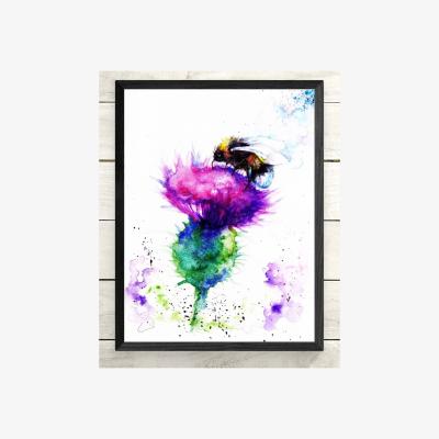 The Range Bee and Thistle Framed Wall Art - Blue