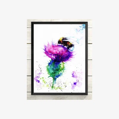 The Range Bee and Thistle Framed Wall Art - Blue