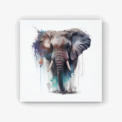 The Range Elephant Splashart HD Metal Print - Yellow / 56cm