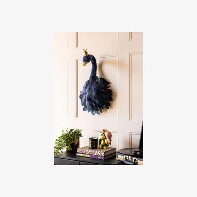 Rockett St George Handmade Indigo Swan Head Wall Art