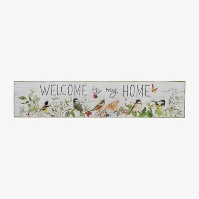 The Range Welcome to My Home Floral Birds Sign - White