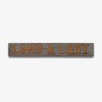 The Range Lord Lady Grey Wash Message Plaque Romantic Decor - Brown