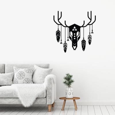 The Range Deer Totem  Wall Art Metal Decorative Object - Black - Black