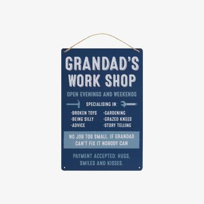 The Range Grandad'S Workshop Metal Sign Perfect Gift For Grandad - Blue