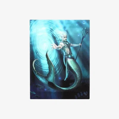 The Range Water Element Wizard Canvas Plaque By Anne Stokes - Teal Blue