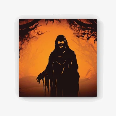 The Range A Spooky Black And Orange Ghost HD Metal Print - Orange / 30cm