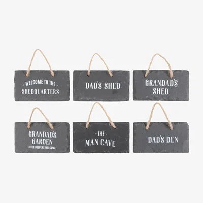 The Range Set of 24 Rustic Mini Slate Signs for Dad  Grandpas Man Cave, Garden  Shed - Grey