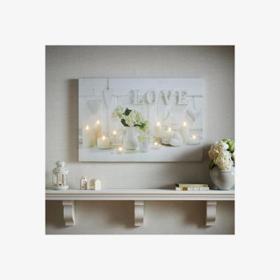 The Range Art for the Home Hearts  Love LED Printed Canvas - White