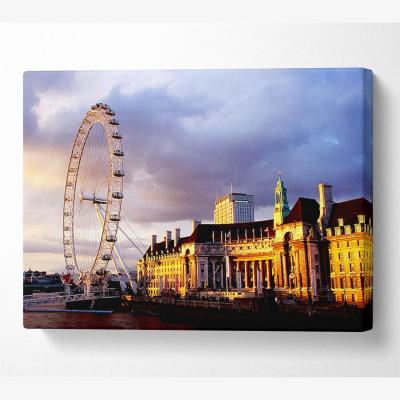 The Range London Eye Morning Light Canvas Print Wall Art - Yellow / 81.28cm