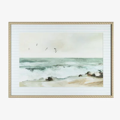 The Range Evening Tide Rope Effect Framed Canvas - Blue