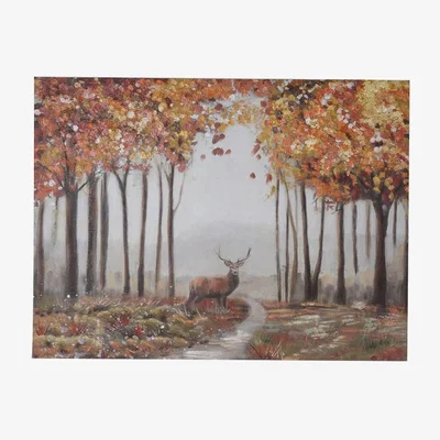 The Range Hand Painted Forest Stag Scene Canvas