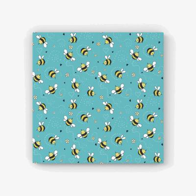 The Range Hand Drawn Busy Bees HD Metal Print - Blue / 56cm