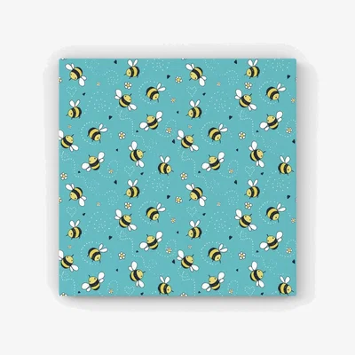 The Range Hand Drawn Busy Bees HD Metal Print - Blue / 56cm