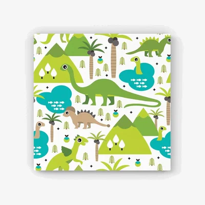 The Range Baby Dinosaur Print HD Metal Print - Green / 56cm