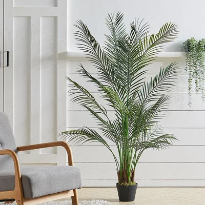 The Range Large Artificial Plants Palm Tree in Planter - Green / 18cm