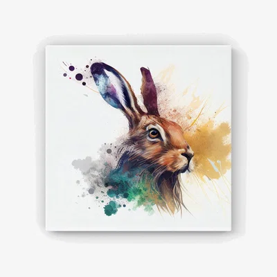 The Range Hare Close Up Splashart HD Metal Print - Brown / 30cm