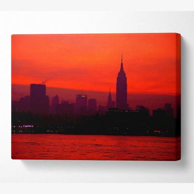 The Range Empire State Red City Canvas Print Wall Art - Yellow / 35.56cm