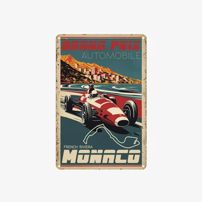The Range Retro Race Poster Art Portrait Metal Wall Plaque - Home Décor Gift - Goodwood - Monaco