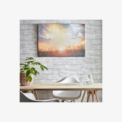 The Range Art for the Home Serene Sunset Meadow Printed Canvas - Yellow