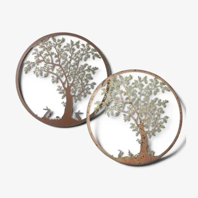 The Range Hare and Tree Metal Wall Cutout Plaque - Choice of Design - Dark