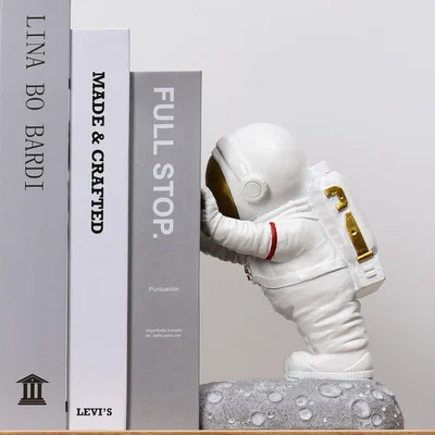 The Range Decorative Pushing Astronauts Bookends Set - Grey