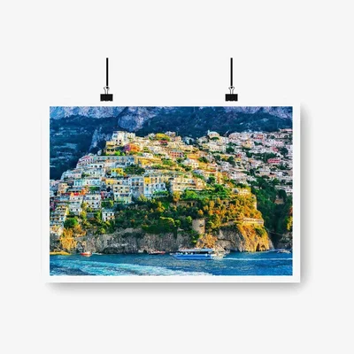 The Range Positano, Amalfi Coast Art Print - Green / 42cm