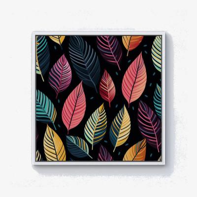 The Range Colourful Leaves Pattern Canvas Print - PInk / White Frame / 40.6cm
