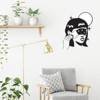 The Range Space Girl  Wall Art Metal Decorative Object - Black - Black