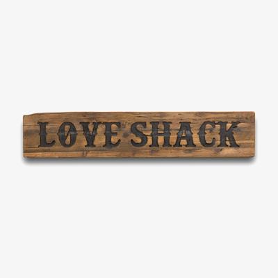 The Range Love Shack Rustic Message Plaque Quirky Sign - Brown