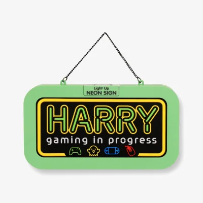 The Range Harry Pre-personalised Light-Up Neon Bedroom Sign - Green