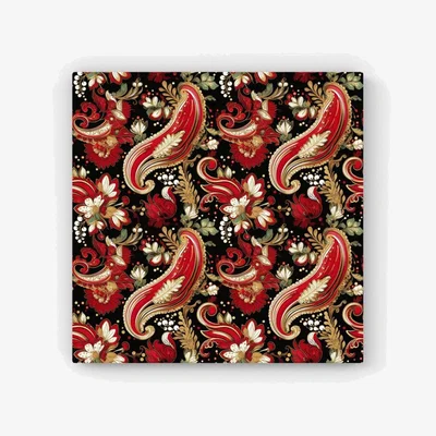 The Range Paisley Christmas Stars Red Canvas Print - Red / 40.6cm