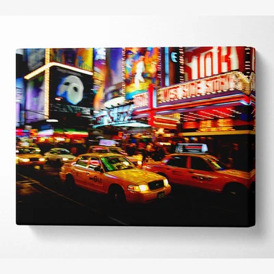 The Range New York City Broadway Cabs Canvas Print Wall Art - Yellow / 66.04cm