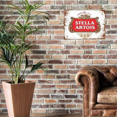 The Range Large Metal Sign Stella Artois - Red