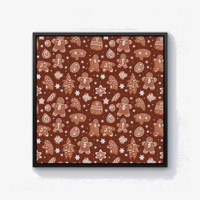 The Range Gingerbread Cookies Canvas Print - Brown / Black Frame / 40.6cm